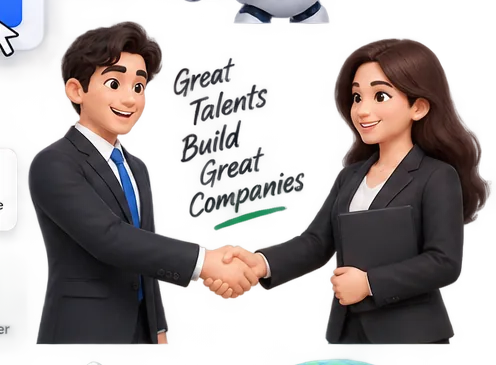 A hiring manager and a candidate shaking hands